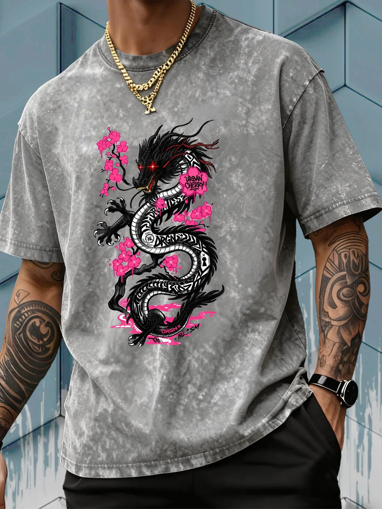 Acid Wash Vintage Graphic T Shirt - Camiseta Masculina Vintage com Estampa de