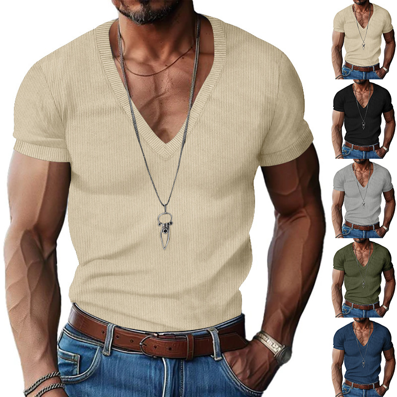 Camiseta Casual Slim de Verão  - Corduroy Button Up Shirt Men avaliação e preço