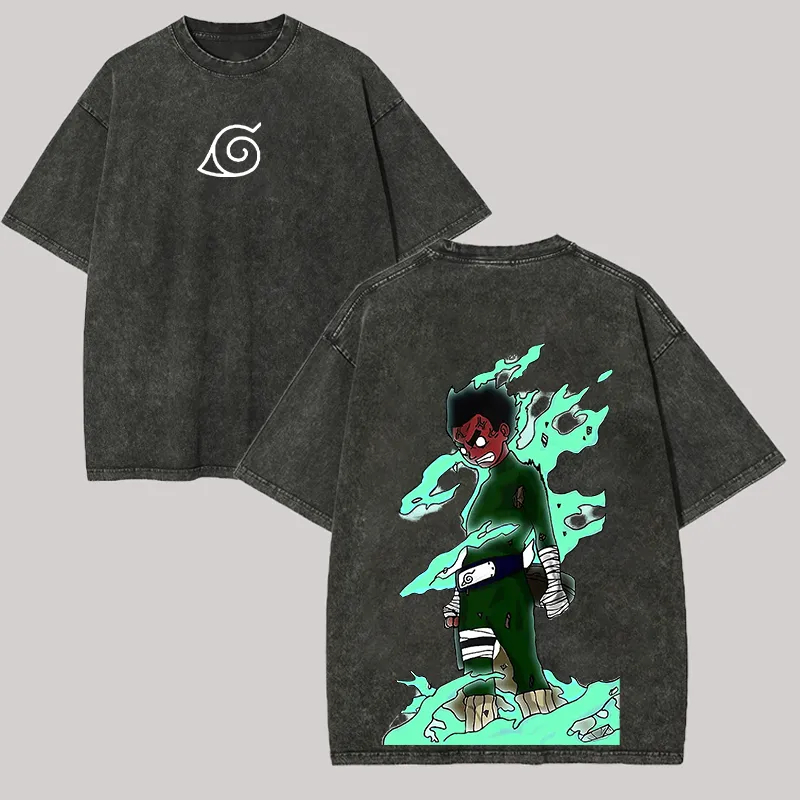Camiseta Rock Lee Eight Gates  - Acid Wash Vintage Graphic T Shirt avaliação e preço