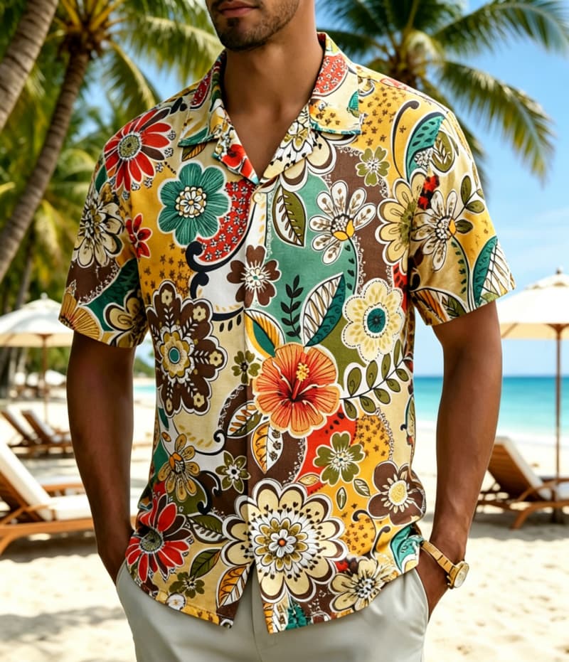 Camisa Masculina Vintage Boho  - Vintage Hawaiian Floral Shirt avaliação e preço