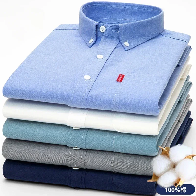 Camisa Oxford girada para home - Oxford Cotton Casual Shirt Business avaliação e preço
